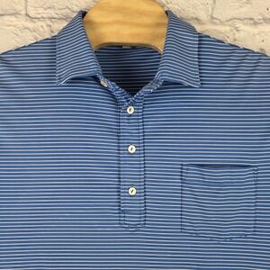 Peter Millar Summer Comfort Men Blue Performance Striped Short Sleeve Size Large